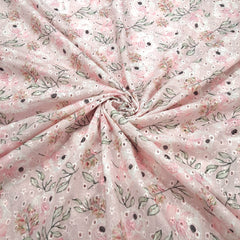 Soft Light Pink Digital Floral Print on Hakoba Cotton Fabric