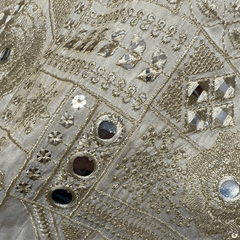 Dyeable Shimmer Tissue Fabric with all over Geometric & Floral Mirror, Zari & Sequin Work