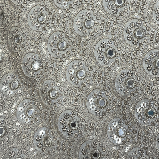 Dyeable Shimmer Tissue Fabric with Scalloped Mirror & Sequin Work