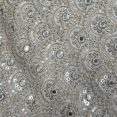 Dyeable Shimmer Tissue Fabric with Scalloped Mirror & Sequin Work