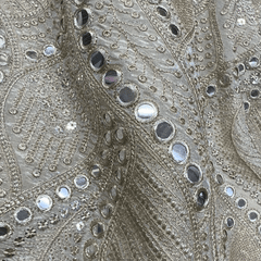 Dyeable Shimmer Tissue Fabric with Wavy Mirror & Sequin Work