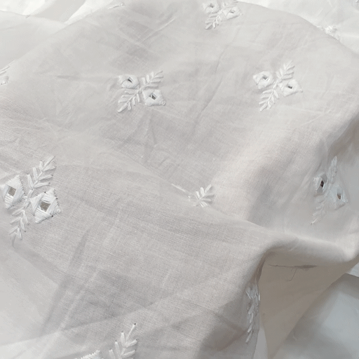 Shisha Dyeable Cotton Fabric with Geometric Mirror Work