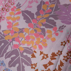 Mridu Digitally Printed Modal Satin Fabric on Lilac / Soft Lavendar Base with delicate floral motifs