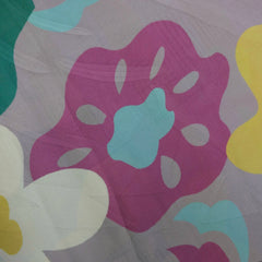 Mridu Digitally Printed Modal Satin Fabric on Light Grey Base with floral patterns