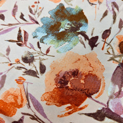 Digitally Printed Modal Fabric on Off-white Base with Oange Floral patterns