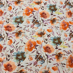 Digitally Printed Modal Fabric on Off-white Base with Oange Floral patterns