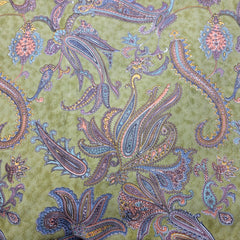 Digitally Printed Modal Fabric on Pista Green Base with Paisley Patterns