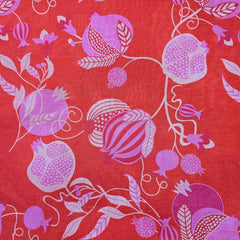 Muslin Fabric with Digital Print and Pomegranate Motifs