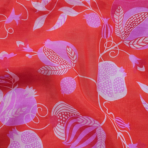 Muslin Fabric with Digital Print and Pomegranate Motifs