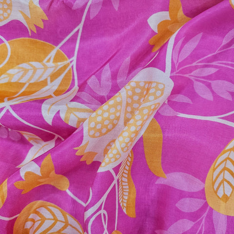 Muslin Fabric with Digital Print and Pomegranate Motifs