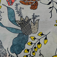 Muslin Fabric with Digital Print and artistic botanical print