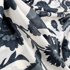 Muslin Fabric with Digital Print and bold monochrome floral print