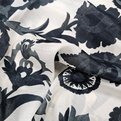 Muslin Fabric with Digital Print and bold monochrome floral print