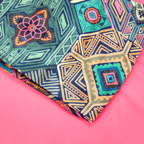 Boho Geometric Digital Print Multicolor Muslin Fabric
