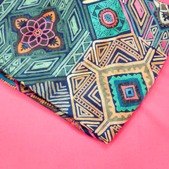 Boho Geometric Digital Print Multicolor Muslin Fabric