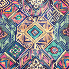 Boho Geometric Digital Print Multicolor Muslin Fabric