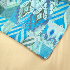 Abstract Digital Print Cool Blue & Green Tones Muslin Fabric