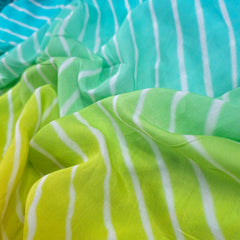 Leheriya Digital Print Ombre Ocean Green to Yellow on Muslin Fabric