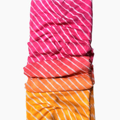 Leheriya Digital Print Ombre Orange to Pink on Muslin Fabric