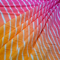 Leheriya Digital Print Ombre Orange to Pink on Muslin Fabric