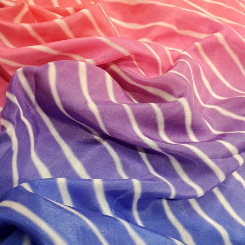 Leheriya Digital Print Ombre Pink to Blue on Muslin Fabric