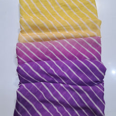 Leheriya Digital Print Ombre Yellow to Purple on Muslin Fabric