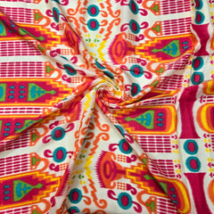 Digital Print Warm Red & Yellow Tones Muslin Fabric