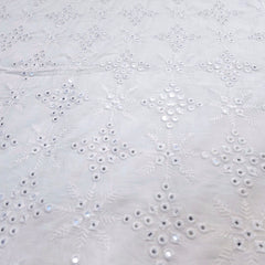 Shisha Dyeable Embroidered Cotton Fabric with Mirror Work