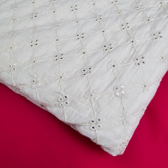 Shisha Dyeable Embroidered Cotton Fabric with Mirror Work
