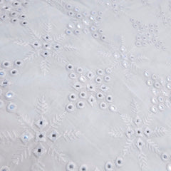 Shisha Dyeable Embroidered Cotton Fabric with Mirror Work