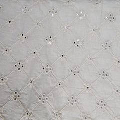 Shisha Dyeable Embroidered Cotton Fabric with Mirror Work