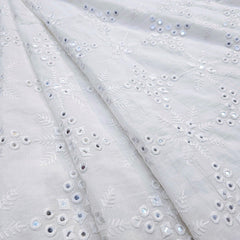 Shisha Dyeable Embroidered Cotton Fabric with Mirror Work