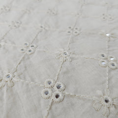 Shisha Dyeable Embroidered Cotton Fabric with Mirror Work