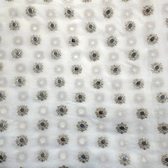 Dyeable Georgette Fabric with Circular Mirror Butti, Sequin and Zari Work