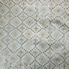 Sheesh-Aura Dyeable Georgette Fabric with Diamond Grids Mirror, Sequin and Zari Work