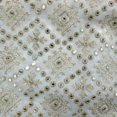 Sheesh-Aura Dyeable Georgette Fabric with Diamond Grids Mirror, Sequin and Zari Work