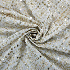 Sheesh-Aura Dyeable Georgette Fabric with Diamond Grids Mirror, Sequin and Zari Work