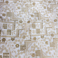 Dyeable Upada Silk Fabric with all over Mirror, Sequin and Zari Work