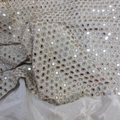 Dyeable Crepe Fabric with all over Mirror Work