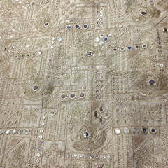 Dyeable Shimmer Tissue Fabric with all over Geometric & Floral Mirror, Zari & Sequin Work