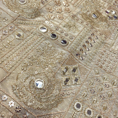 Dyeable Shimmer Tissue Fabric with all over Geometric & Floral Mirror, Zari & Sequin Work