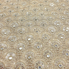 Dyeable Shimmer Tissue Fabric with Scalloped Mirror & Sequin Work