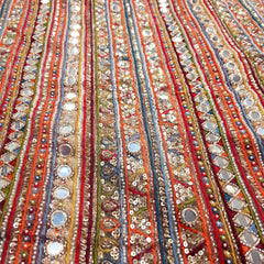 Net Fabric with Multicolor Resham Threadwork, Sequin & Mirror Highlights