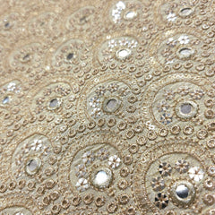 Dyeable Shimmer Tissue Fabric with Scalloped Mirror & Sequin Work