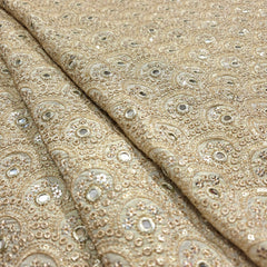 Dyeable Shimmer Tissue Fabric with Scalloped Mirror & Sequin Work