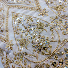 Dyeable Embroidered Georgette Mirror Work Fabric with Border (Daman)