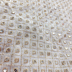 Dyeable Mirror Work Georgette Fabric with Jaal Pattern