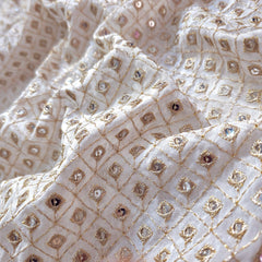 Dyeable Mirror Work Georgette Fabric with Jaal Pattern