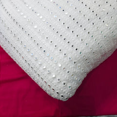 Dyeable Georgette Fabric with Linear Mirror Work