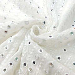 Dyeable Georgette Fabric with Linear Mirror Work